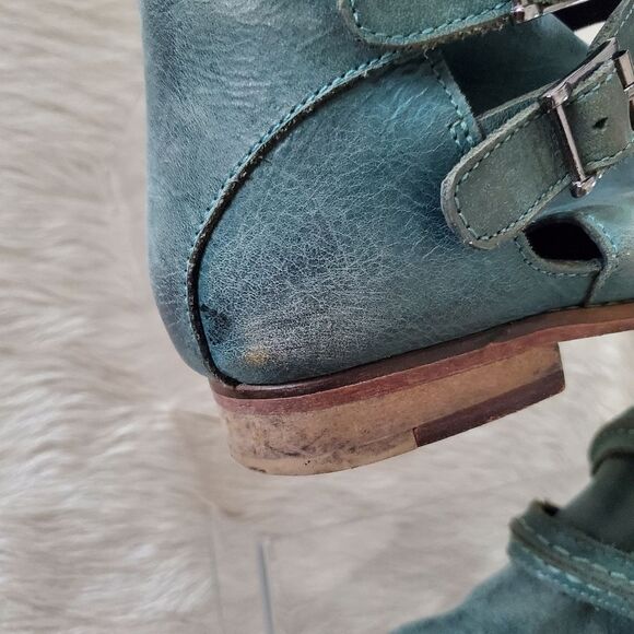 Free People Braeburn Ankle Boots Women's EU 36 US 5.5-6 Green Leather Boho - Picture 6 of 11